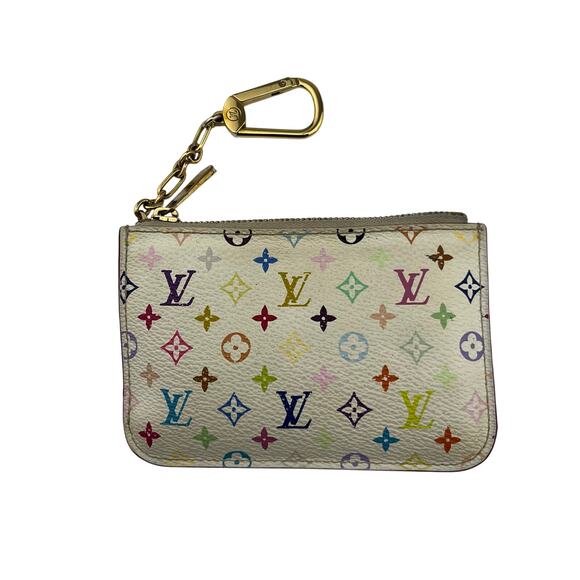 LOUIS VUITTON White Multicolor Murakami Key Coin Pouch Wallet - Picture 2 of 10